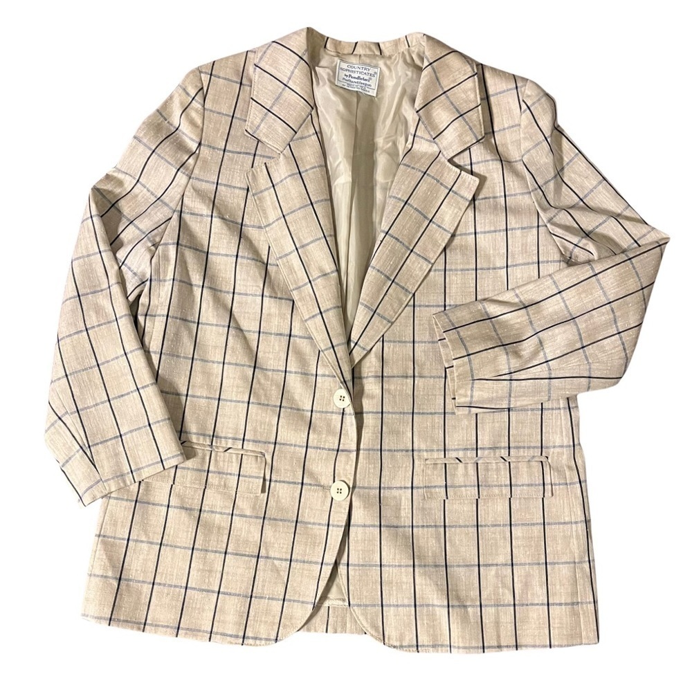 Vtg Pendleton Blazer Window Pane Check Preppy Aca… - image 1